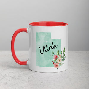 Utah UT Map Floral Mug - 11 oz