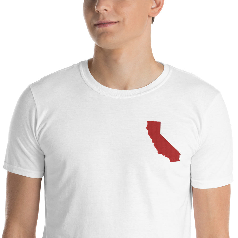 California Unisex T-Shirt - Red Embroidery
