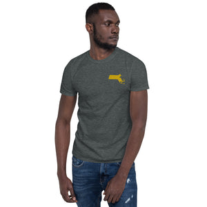 Massachusetts Unisex T-Shirt - Gold Embroidery