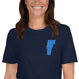 Vermont Unisex T-Shirt - Blue Embroidery