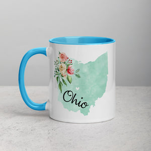 Ohio OH Map Floral Mug - 11 oz