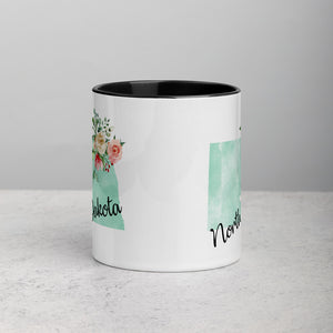 North Dakota ND Map Floral Mug - 11 oz