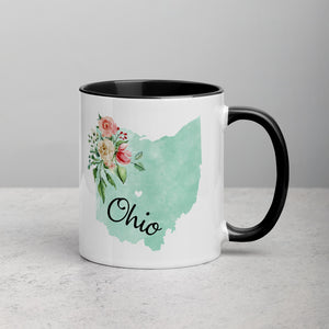 Ohio OH Map Floral Mug - 11 oz