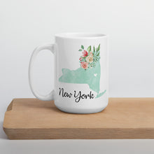 Load image into Gallery viewer, New York NY Map Floral Coffee Mug - White