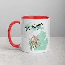 Load image into Gallery viewer, Michigan MI Map Floral Mug - 11 oz