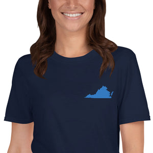 Virginia Unisex T-Shirt - Blue Embroidery
