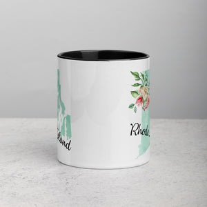 Rhode Island RI Map Floral Mug - 11 oz