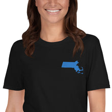 Load image into Gallery viewer, Massachusetts Unisex T-Shirt - Blue Embroidery