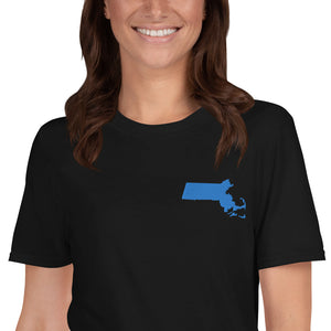Massachusetts Unisex T-Shirt - Blue Embroidery