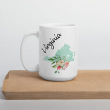 Load image into Gallery viewer, Virginia VA Map Floral Coffee Mug - White