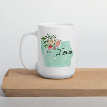 Load image into Gallery viewer, Iowa IA Map Floral Coffee Mug - White