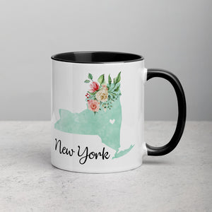 New York NY Map Floral Mug - 11 oz