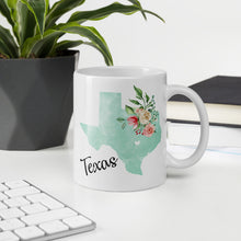 Load image into Gallery viewer, Texas TX Map Floral Coffee Mug - White