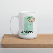 Load image into Gallery viewer, Indiana IN Map Floral Coffee Mug - White