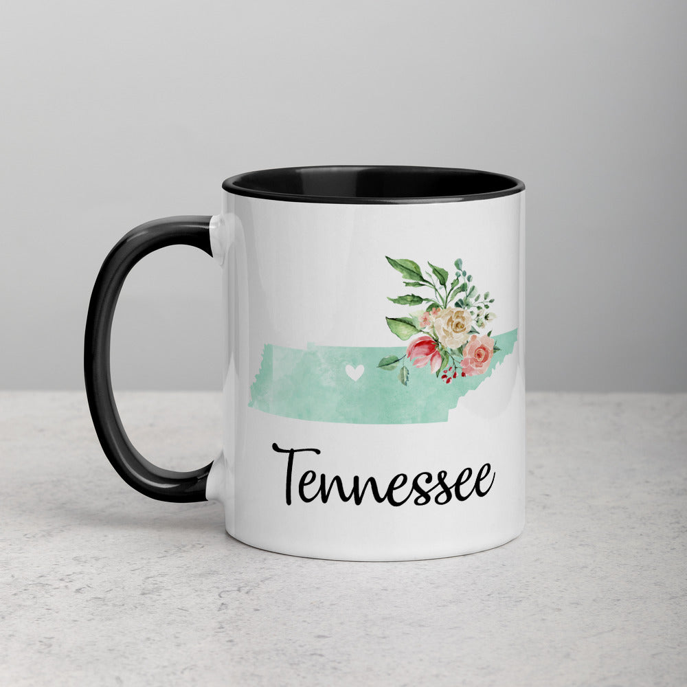 Tennessee TN Map Floral Mug - 11 oz
