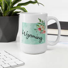 Load image into Gallery viewer, Wyoming WY Map Floral Coffee Mug - White