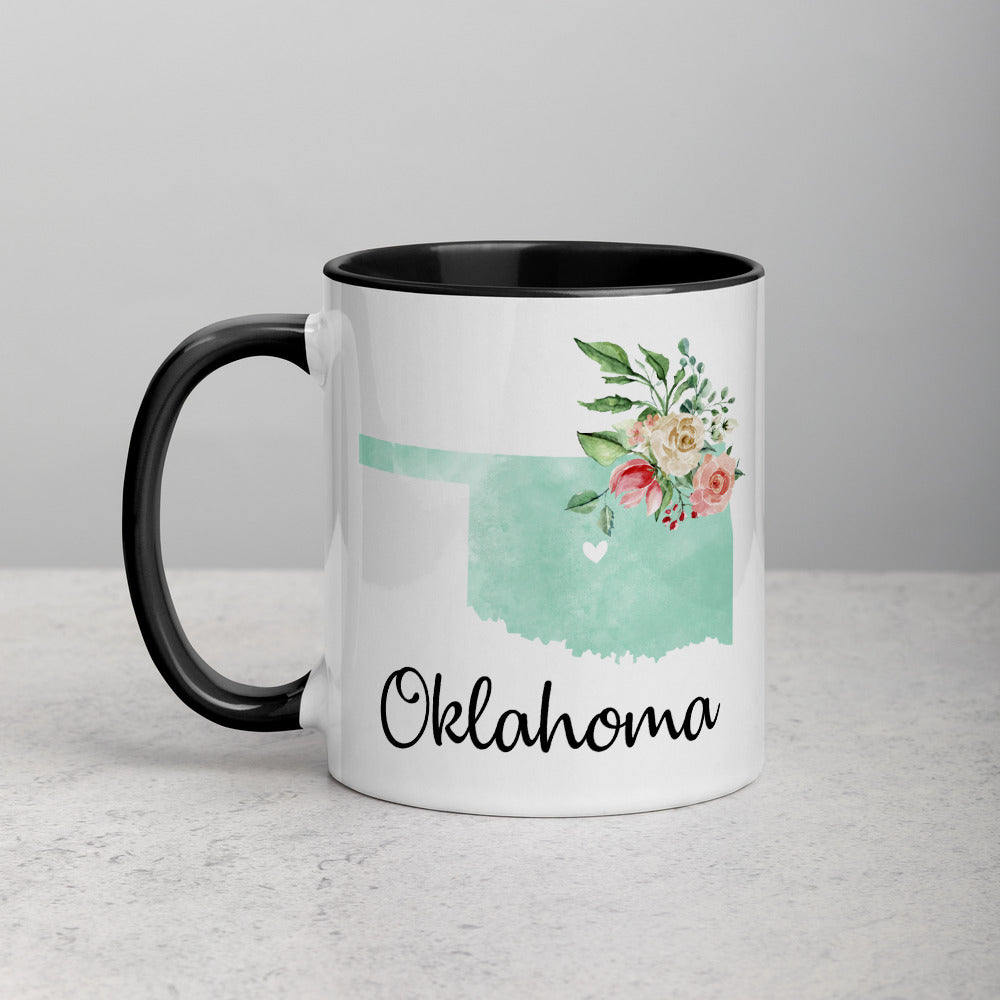 Oklahoma OK Map Floral Mug - 11 oz