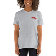 Load image into Gallery viewer, Massachusetts Unisex T-Shirt - Red Embroidery
