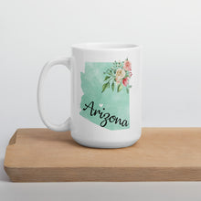 Load image into Gallery viewer, Arizona AZ Map Floral Coffee Mug - White