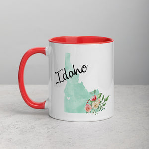 Idaho ID Map Floral Mug - 11 oz
