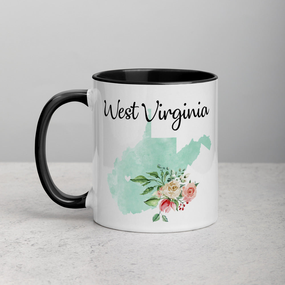 West Virginia WV Map Floral Mug - 11 oz