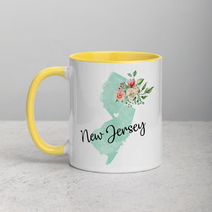 New Jersey NJ Map Floral Mug - 11 oz
