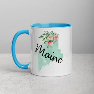 Maine ME Map Floral Mug - 11 oz