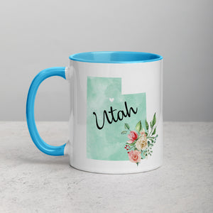 Utah UT Map Floral Mug - 11 oz