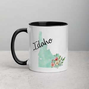 Idaho ID Map Floral Mug - 11 oz