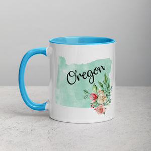 Oregon OR Map Floral Mug - 11 oz