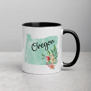 Oregon OR Map Floral Mug - 11 oz