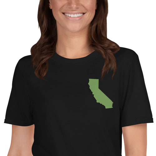 California Unisex T-Shirt - Green Embroidery