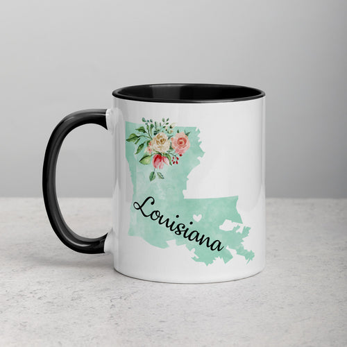 Louisiana LA Map Floral Mug - 11 oz