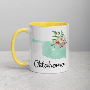 Oklahoma OK Map Floral Mug - 11 oz