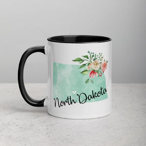 North Dakota ND Map Floral Mug - 11 oz
