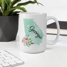Load image into Gallery viewer, Georgia GA Map Floral Coffee Mug - White