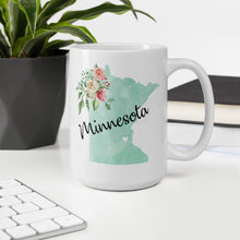 Load image into Gallery viewer, Minnesota MN Map Floral Coffee Mug - White