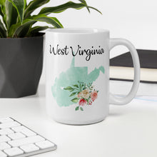 Load image into Gallery viewer, West Virginia WV Map Floral Coffee Mug - White