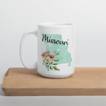 Load image into Gallery viewer, Missouri MO Map Floral Coffee Mug - White