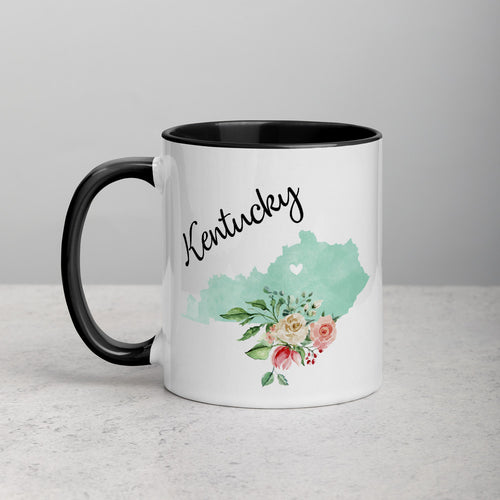 Kentucky KY Map Floral Mug - 11 oz