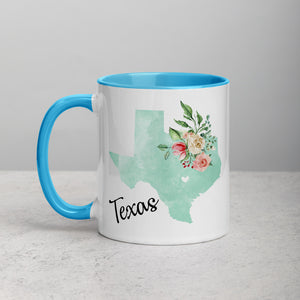 Texas TX Map Floral Mug - 11 oz