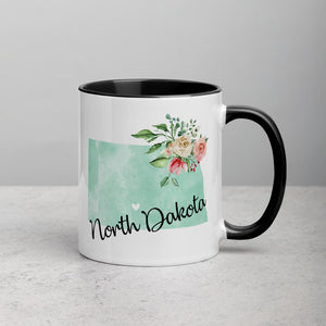 North Dakota ND Map Floral Mug - 11 oz