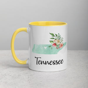 Tennessee TN Map Floral Mug - 11 oz