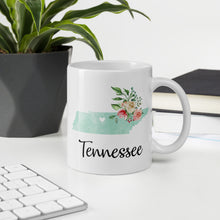 Load image into Gallery viewer, Tennessee TN Map Floral Coffee Mug - White