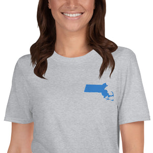 Massachusetts Unisex T-Shirt - Blue Embroidery