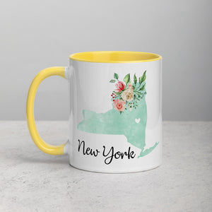 New York NY Map Floral Mug - 11 oz