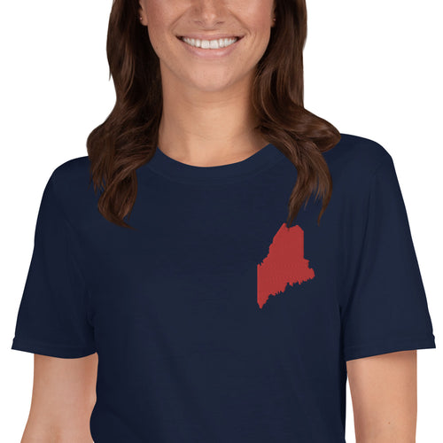 Maine Unisex T-Shirt - Red Embroidery