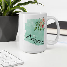 Load image into Gallery viewer, Arizona AZ Map Floral Coffee Mug - White