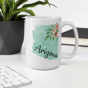 Arizona AZ Map Floral Coffee Mug - White