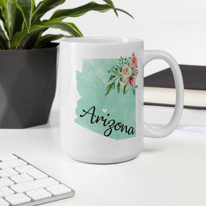 Arizona AZ Map Floral Coffee Mug - White